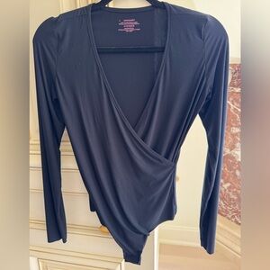 Commando Black Long Sleeve Wrap Bodysuit
